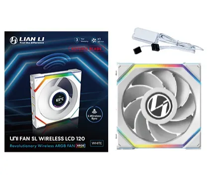 UNI FAN SL Wireless LCD Reverse - Chassi fläkt - 120mm - Vit med RGB LED - 31 dBA
