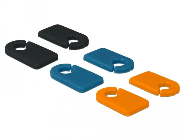 Cable marker clips, 6-pack, black/blue/orange, 3.5mm cables