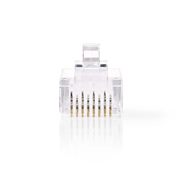 RJ45-kontakt | Hane | Strandad UTP CAT6 | Rak | Guldplaterad | 10 st. | Polycarbonate | Transparent | Låda