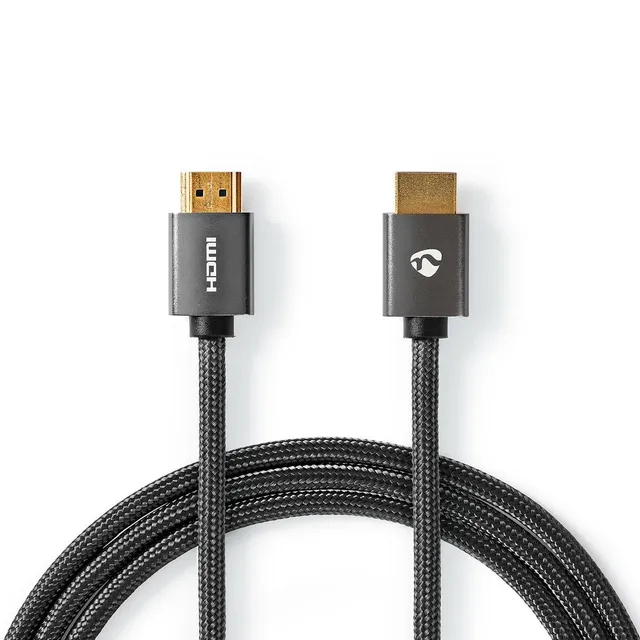 High Speed HDMI ™ kabel med Ethernet | HDMI™ Kontakt | HDMI™ Kontakt | 4K@60Hz | ARC | 18 Gbps | 1.00 m | Rund | Bomull | Grått Med Metall | Kartong med täckt fönster