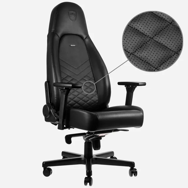 ICON Series - Black Gaming Stol - Svart - PU-skin - Upp till 150 kg