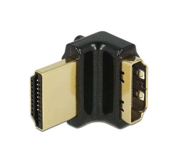 HDMI-adapter, 19-pin ho-ha, vinklad 90° uppåt, svart