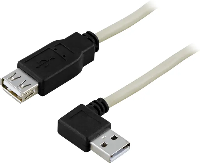 USB 2.0 kabel - Typ A ha vinklad till Typ A ho - 0,2m - Vit/Svart