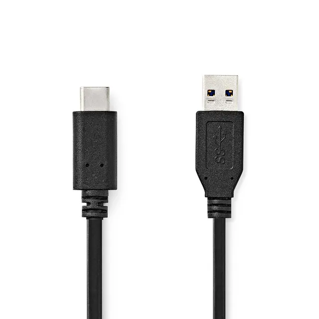 USB-kabel | USB 3.2 Gen 2 | USB-A Hane | USB-C™ Hane | 60 W | 10 Gbps | Nickelplaterad | 1.00 m | Rund | PVC | Svart | Label