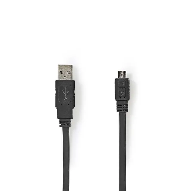 USB-kabel | USB 2.0 | USB-A Hane | USB Micro-B Hane | 480 Mbps | Nickelplaterad | 1.00 m | Platt | PVC | Svart | Kuvert