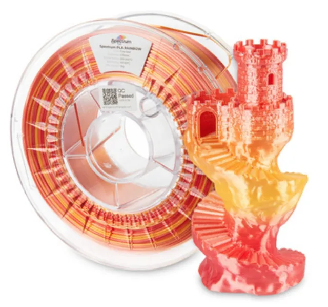 3D Filament / PLA SILK Rainbow / Fire Red / ⌀ 1.75 mm / 1 kg