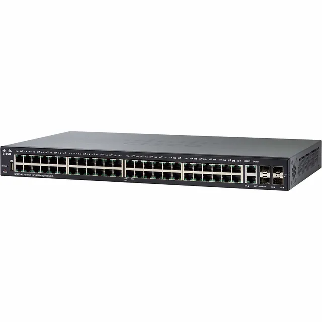 Small Business SF350-48 - Switch - L3 - Administrerad - 48 x 10/100 + 2 x 10/100/1000 + 2 x kombinations-Gigabit SFP - rackmonterbar - återanvän