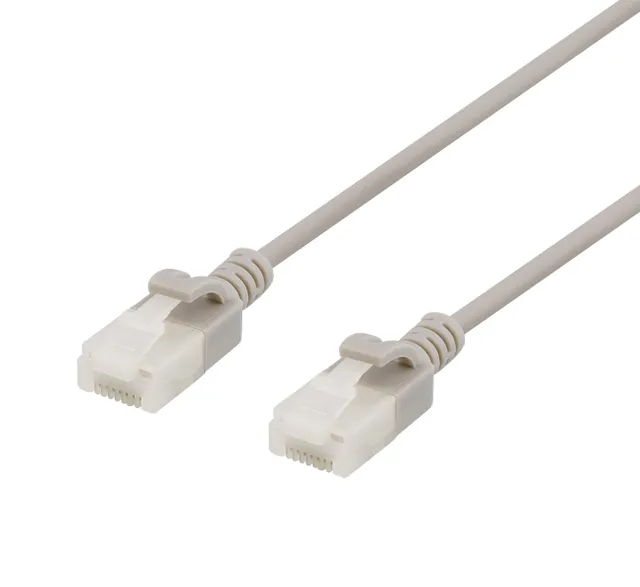U/UTP Cat6a patchkabel, slim, 3,5mm i diameter, 1m, grå