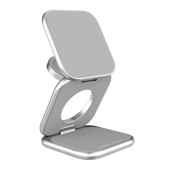 3in1 Qi2 25W UltraSlim Foldable Charger PW36 MagSafe Compatible Silver