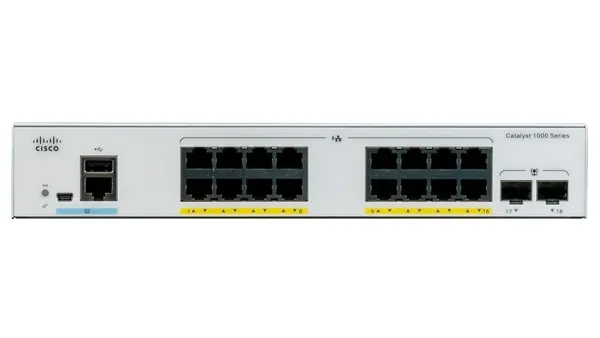 Catalyst 1000-16P-2G-L - Switch - Administrerad - 16 x 10/100/1000 (PoE+) + 2 x gigabit SFP (upplänk) - rackmonterbar - PoE+ (120 W) - återanvän