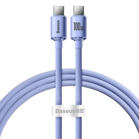 Crystal Shine cable USB-C to USB-C 100W 1.2m (purple)