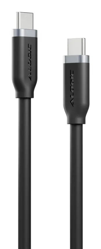 Elements Silicone USB-C to USB-C Charging Cable 240W with Bundle Strap and Durable Design - Black