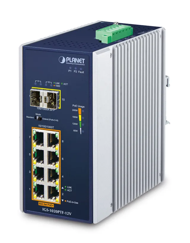 IGS-1020PTF-12V - Switch - ohanterad - 8 x