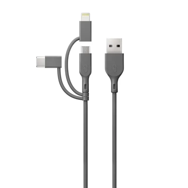 + Micro-USB + Apple Lightning (MFi) to USB-A