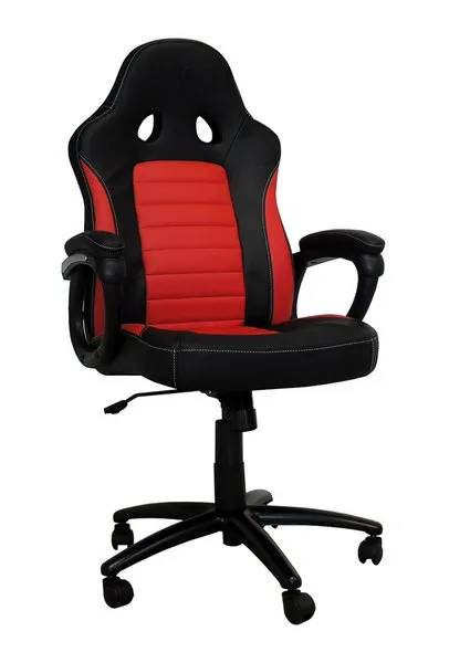 - chair - plastic metal foam PU coated leather - black red Kontorsstol - Metall - Upp till 150 kg