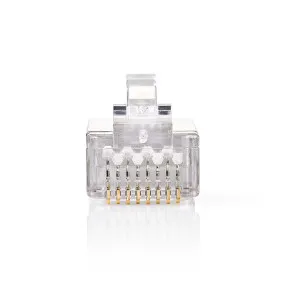 RJ45-kontakt | Hane | Solid STP CAT5 | Rak | Guldplaterad | 10 st. | PVC | Transparent | Låda