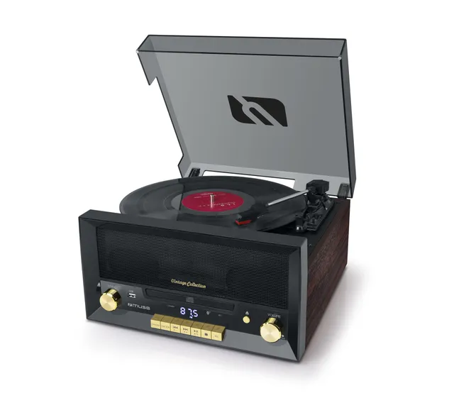 MT-112 W Turntable Micro system FM BT CD USB Retro - Skivspelare