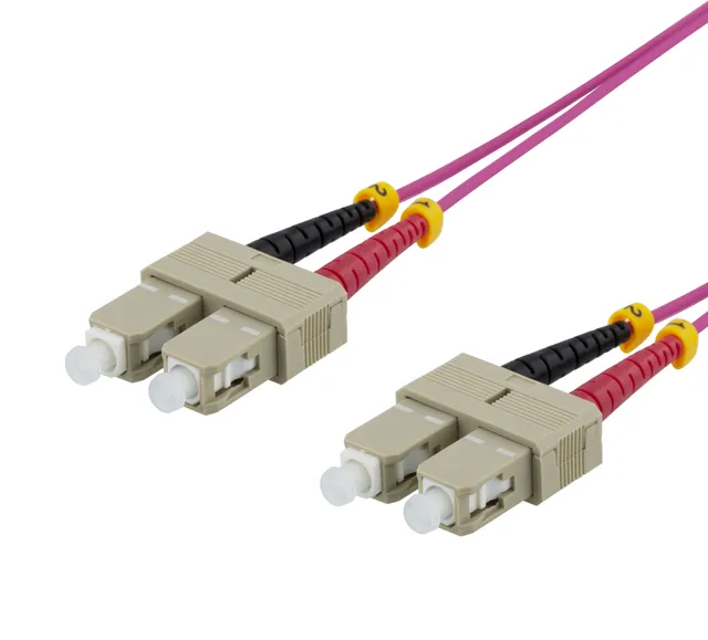 OM4 Fiber cable, SC-SC Duplex, 50/125, 2m, pink