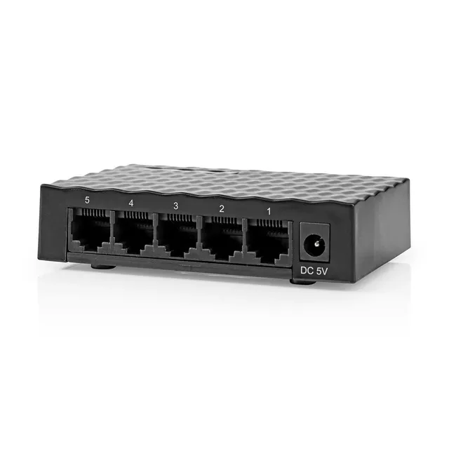 Nätverksomkopplare | CAT5 / CAT5e / CAT6 / CAT6a / CAT7 | Antal anslutningar: 5-Port port(s) | Antal PoE portar: 0 | VLAN-stöd | ABS | Svart