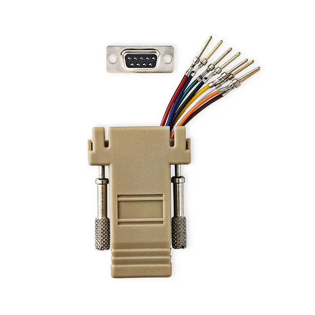 Serial adapter | Adapter | D-SUB 9-Pin Hane | RJ45 Hona | Nickelplaterad | Elfenben | Låda