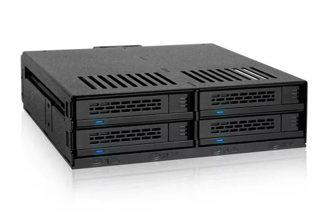 2.5" SATA/SAS in 1x 5.25" bay mobile rack screwless trays black