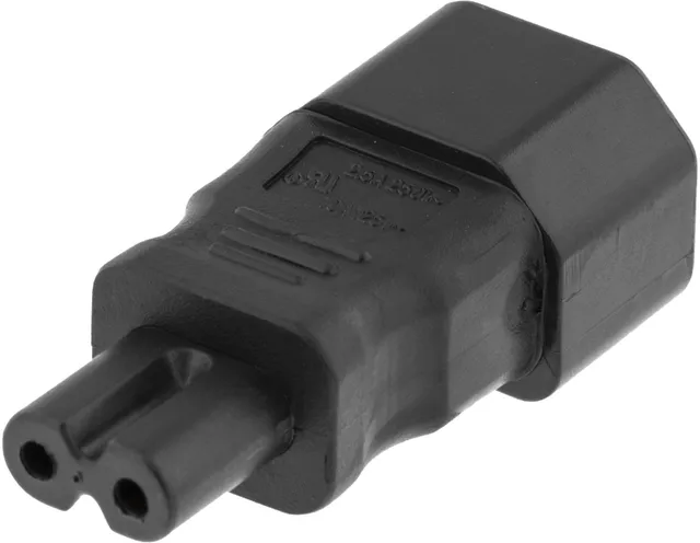 Srömadapter, IEC 60320 C14 till IEC 60320 C7, 250V/2,5A, svart