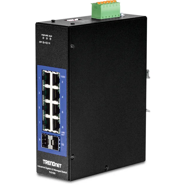 TI-G102i 10-Port Industrial Gigabit L2 Managed DIN-Rail Switch