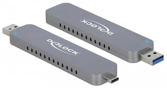 Externt kabinett DeLOCK USB-A/USB-C till M.2 NVMe PCIe SSD, USB 3.2 Gen 2 10Gbps