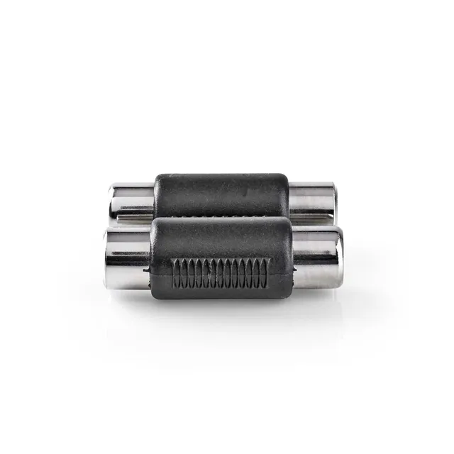 Stereo Audio Adapter | 2x RCA Hona | 2x RCA Hona | Nickelplaterad | Rak | ABS | Svart | 1 st. | Låda