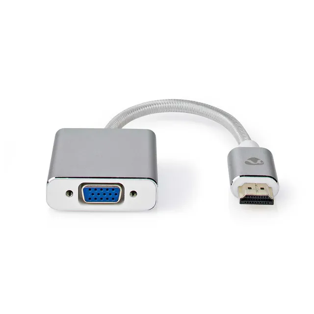 VGA-adapter | HDMI™ Kontakt | VGA hona 15p | Guldplaterad | Rak | Aluminium / Tyg | Silver | Kartong med täckt fönster