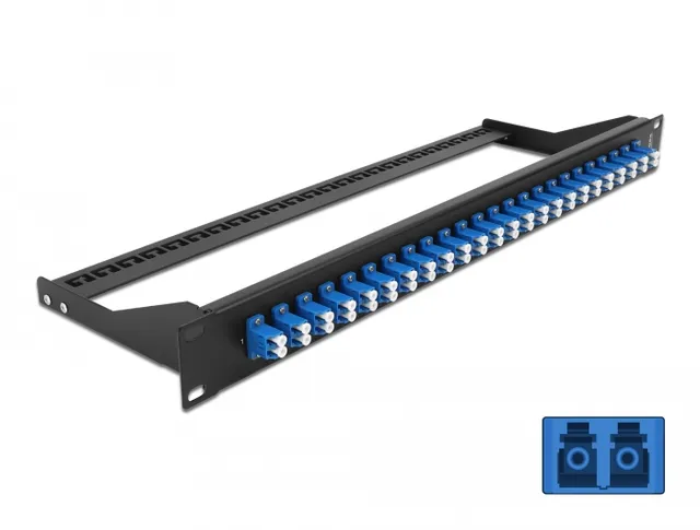 - Patchpanel - stativmonterbar - LC Duplex SM X 24 - sort, blå - 1U - 19