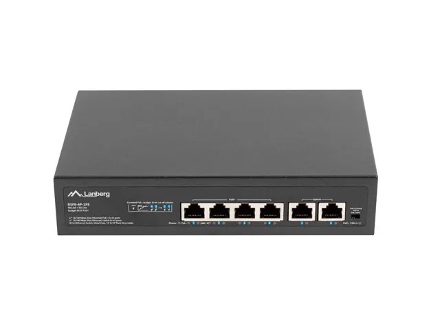 SWITCH POE 19" 6-PORT 100MB (4 PORTS POE, 30W/PORT, MAX 60W)