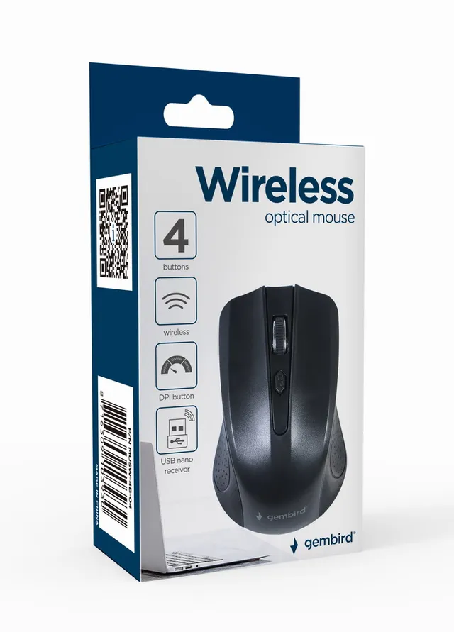 Wireless optical mouse 4B-04 - Mouse - Optic - 4 knappar - Svart