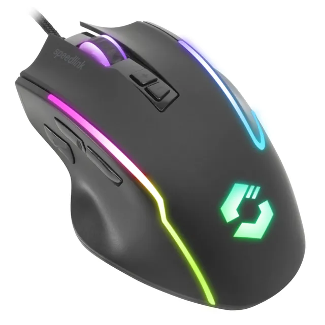 Speedlink DECUS NX RGB Gaming Mouse - Rubber Black - Gamingmus - Optic - 6 knappar - Svart