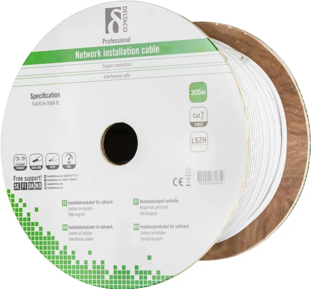 S/FTP installationskabel Cat7, 305m, vit (TP-71C)