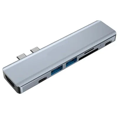 2 till 7 USB-C dockningsstation för MacBook Pro och Air 1xHDMI 4K30Hz 1xUSB-A 3.1 1xUSB-A 2.0 1xUSB-C 3.1 1xUSB-C 100W PD 1x SD/TF kortläsare
