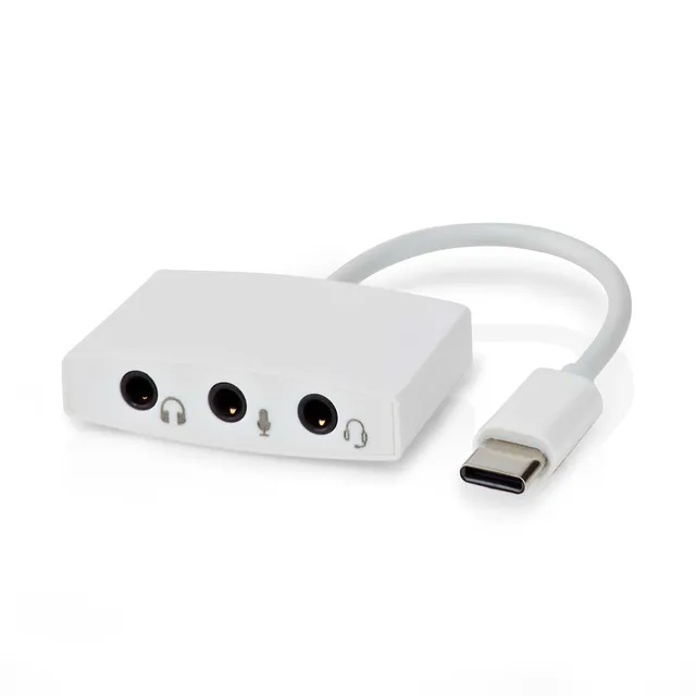USB-C™ Adapter | USB 2.0 | USB-C™ Hane | 3.5 mm Hona | 0.10 m | Rund | Nickelplaterad | ABS/PVC | Vit | Låda