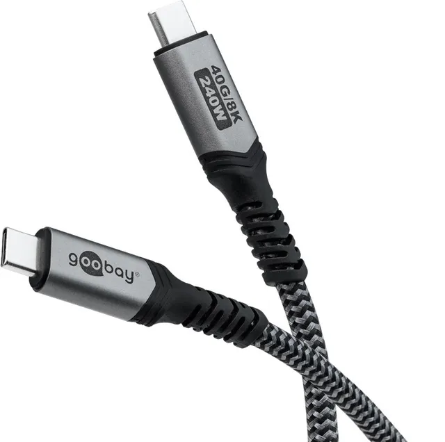 USB-C <-> USB-C - 1.0m - 240 Watt Power Delivery - USB 4.0 / Thunderbolt 4 - Svart