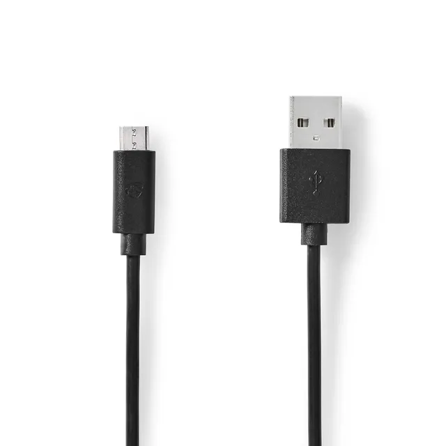 USB-kabel | USB 2.0 | USB-A Hane | USB Micro-B Hane | 10 W | 480 Mbps | Nickelplaterad | 1.00 m | Rund | PVC | Svart | Label