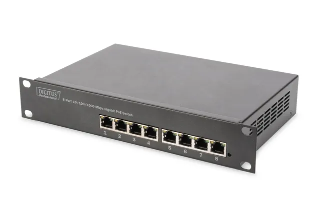 DN-95317 8-Port Gigabit PoE (80W) Switch 10 Inch Unmanaged