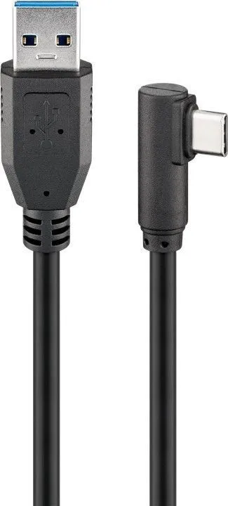 USB-A <-> USB-C - 90° - 0.5m - USB 3.2 Gen 1 - Svart