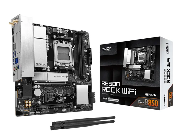 B850M Rock WiFi Moderkort - AMD B850 - AMD AM5 - DDR5 RAM - Micro-ATX