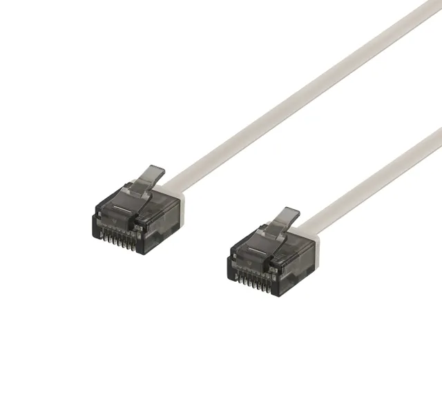 U/UTP Cat6a patchkabel, flat, 1mm tjock, 1m, grå