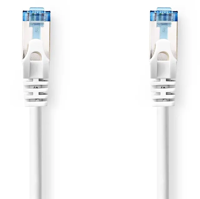 CAT6a nätverkskabel | S/FTP | RJ45 hane | RJ45 hane | 5.00 m | Snagless | Rund | LSZH | Vit | Label