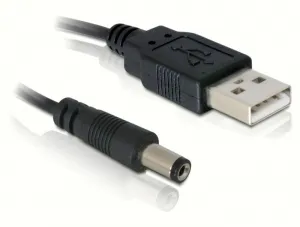 82197 USB kontakt till DC 5.5 x 2.1 mm hane 1.0m, svart