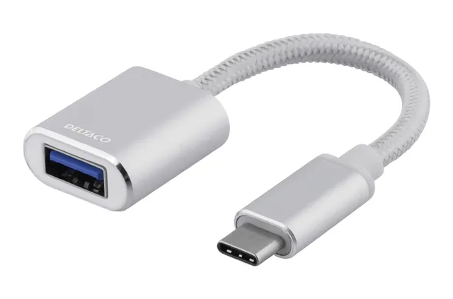 USB-C 3.1 Gen 1 till USB-A OTG adapter, alu, retail box,silver