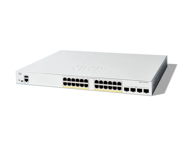 Catalyst 1300-24FP-4X - Switch - L3 - Administrerad - 24 x 10/100/1000 (PoE+) + 4 x 10 Gigabit SFP+ - rackmonterbar - PoE+ (375 W) - återanvänd