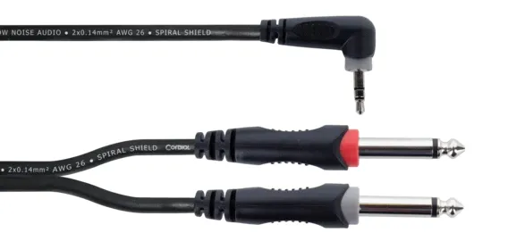 14866 Audio Y-adapter [1x Jack 3,5 mm - 2x Jack 6,3 mm (mono)] 1 m Svart PVC-mantel, Twin-kabel