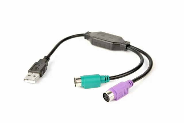 - Adapter för tangentbord/mus - USB (hane) till PS/2 (hona) - 30 cm - svart