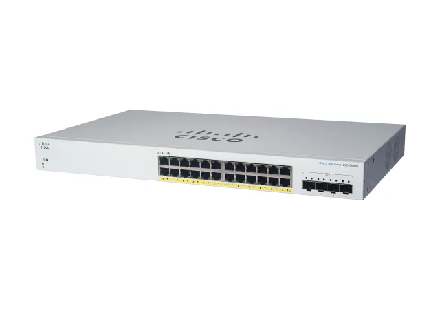 Business 220 Series CBS220-24P-4G - Switch - smart - 24 x 10/100/1000 (PoE+) + 4 x gigabit SFP (upplänk) - rackmonterbar - PoE+ (195 W) - återan